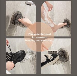 Bathroom NonSlip Shower Foot Rest No Drilling Required Suction Cup Shaving Clear